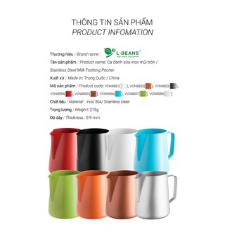 Volcano Ca đánh sữa Inox 304 mũi tròn 600ml