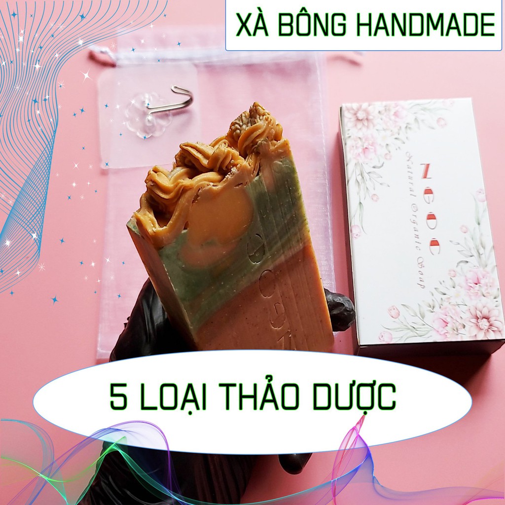 Xà phòng mụn lưng Handmade - Tặng túi lưới tạo bọt - Tặng móc treo xà bông.