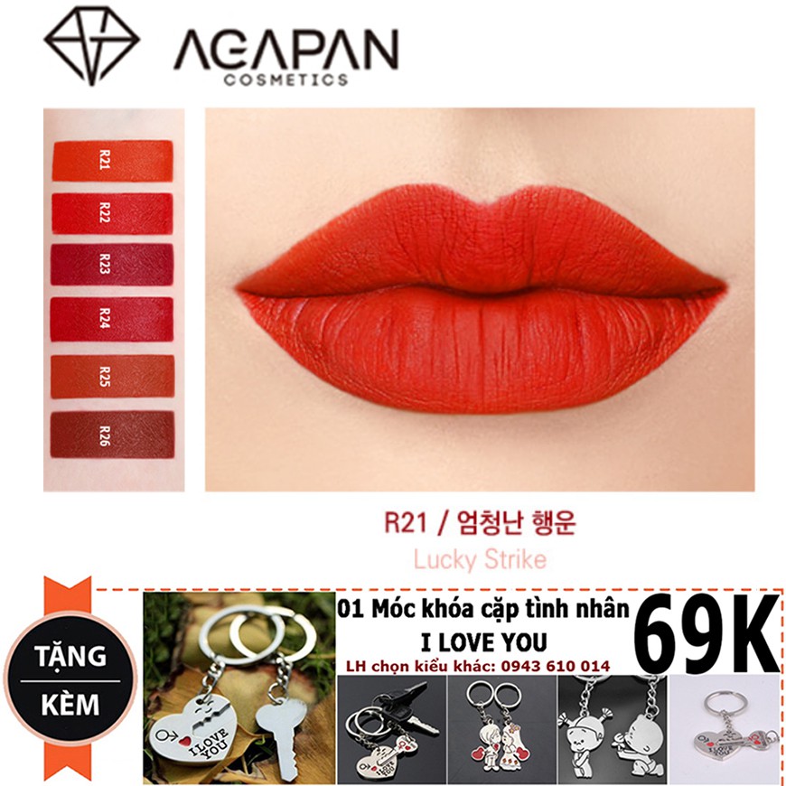 Son môi siêu lì Agapan #R21 Red Edition Limited Lipstick 4g + Tặng móc khóa tình yêu New4all