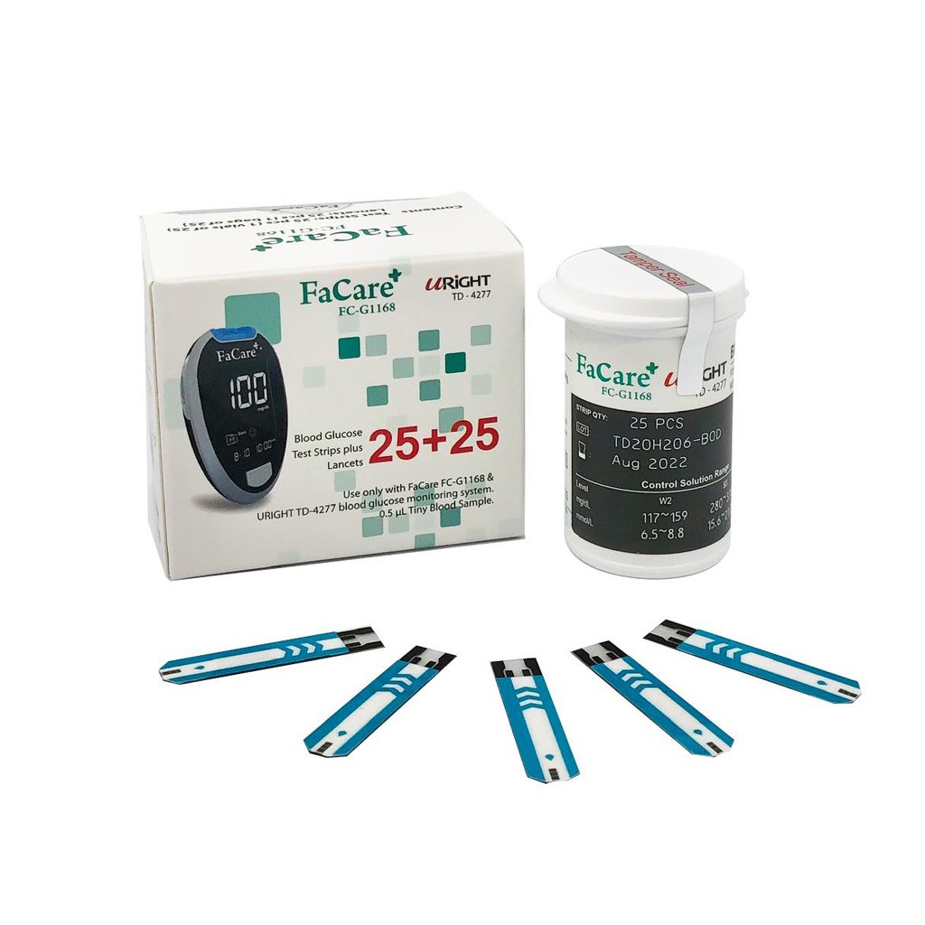 Hộp 25 Que thử đường huyết dành cho máy Facare FC-G168 + Tặng 25 Kim chích máu