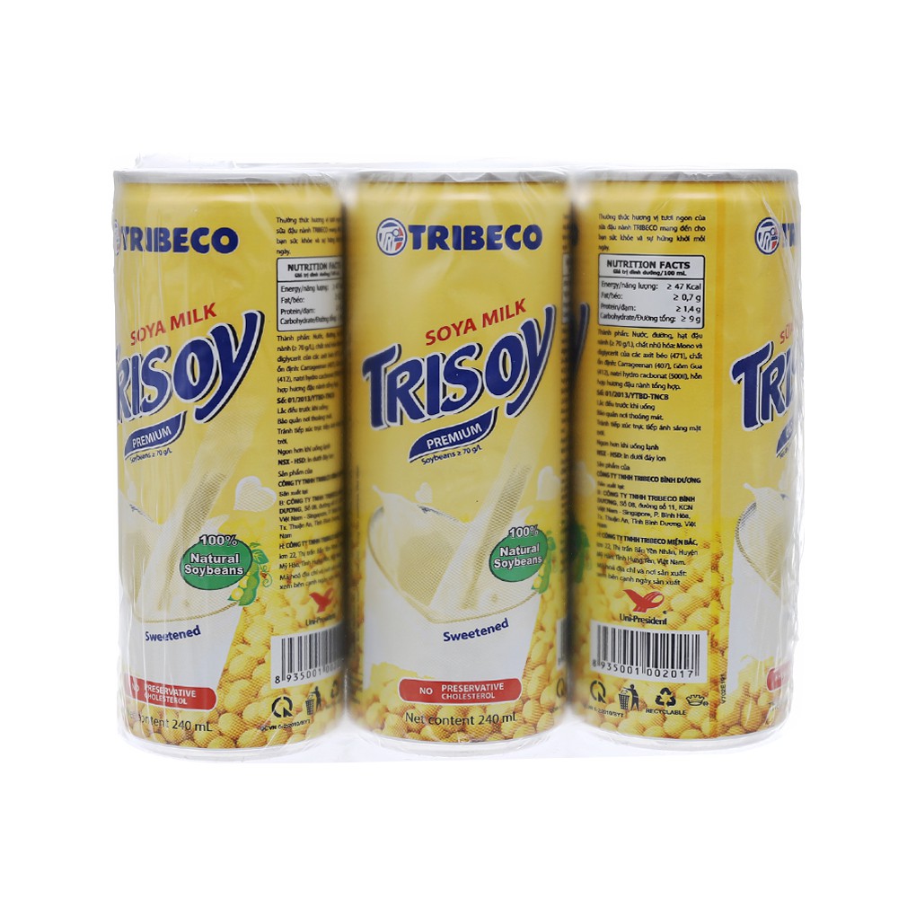 6 Lon Sữa đậu nành Trisoy lon 240ml