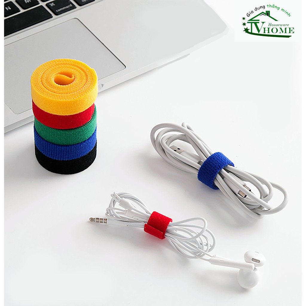 Phụ kiện cuộn khóa dán velcro buộc dây cáp điện gọn gàng