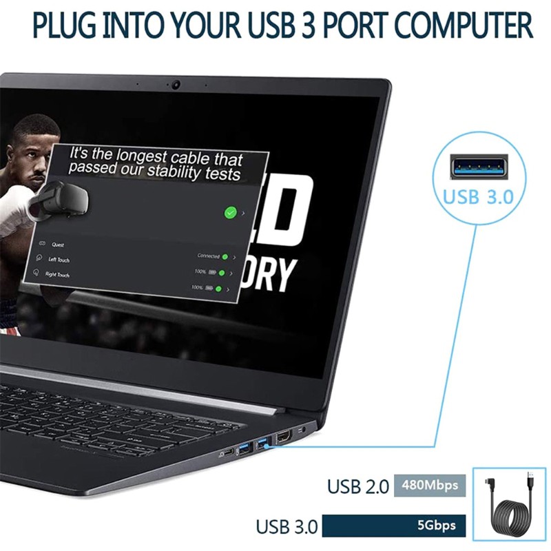 Dây Cáp Chuyển Đổi 5m Cổng Usb 3.0 Sang Type-C Cho Oculus Quaest 2 Link Vr