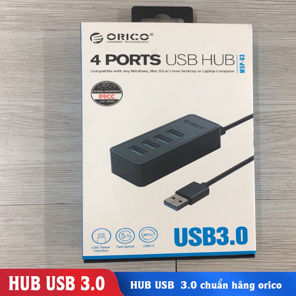 Hub USB 3.0 Orico W5PH4-U3 4 Cổng - Hàng Chính Hãng