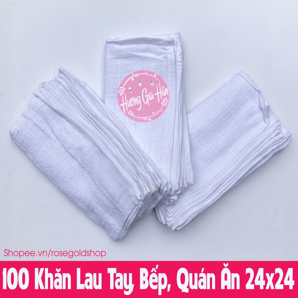 Combo 100 khăn lau đa năng 24x24cm, khăn cotton vuông lau bếp, xe ô tô, lau quán ăn, bệnh viện, spa, nail, trường học