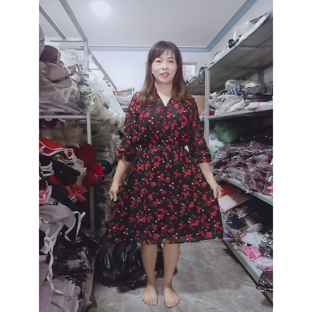 Váy hoa nhí Voan, Váy Vintage trẻ trung đáng yêu tặng kèm áo phông Hàn quốc