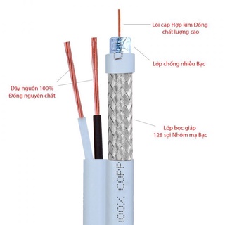 Cáp đồng trục liền nguồn Sino RG59 + 2C hợp kim BÁN THEO MÉT