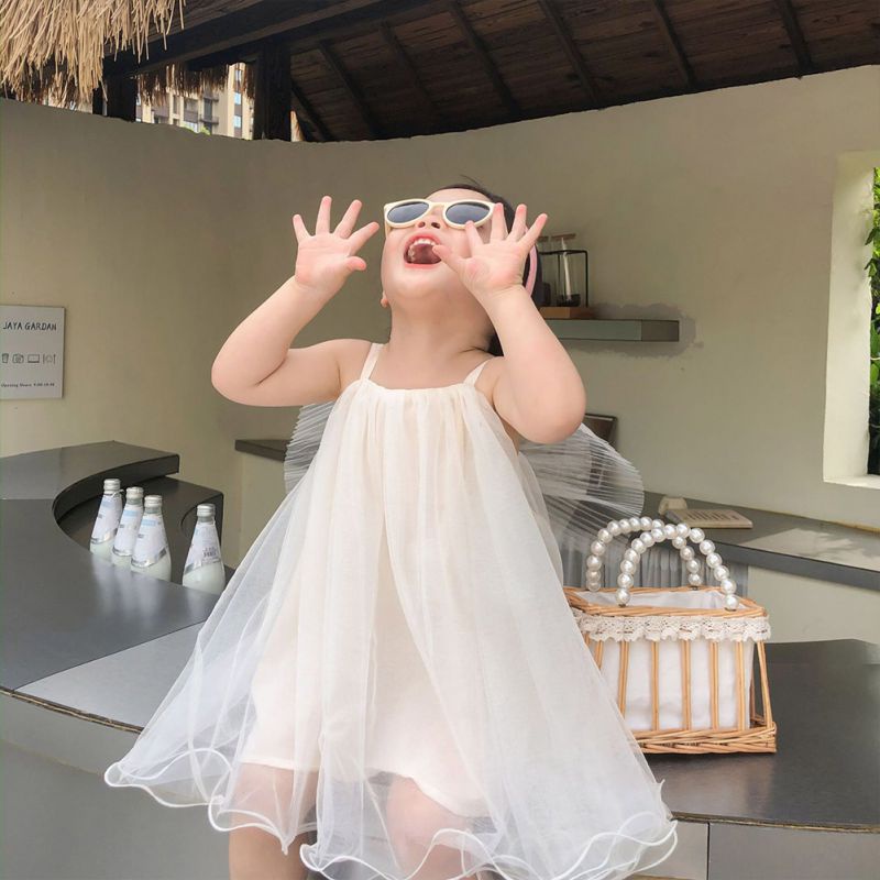 Đầm Công Chúa Thắt Nơ Lưng Màu Trơn Thời Trang Mùa Hè Hàn Quốc Dành Cho Bé Gái Se7en