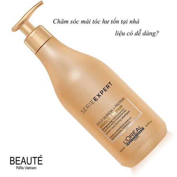 Dầu Gội, Xả  L’Oréal Professionnel Phục Hồi Hư Tổn Toàn Diện Serie Expert Absolut Repair Gold Quinoa + Protein Shampoo