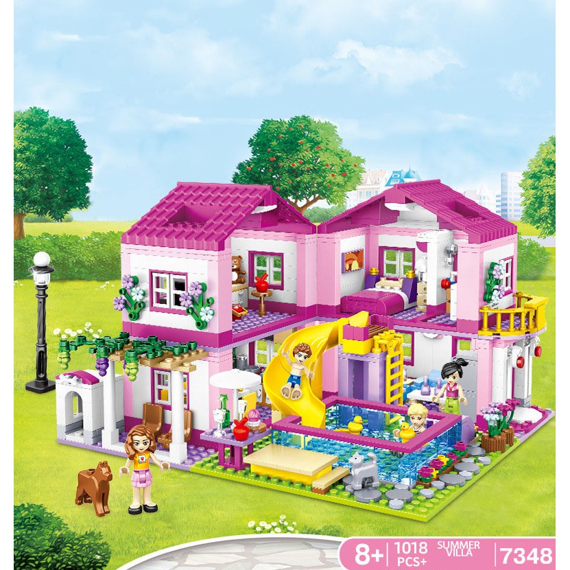 Lego con gái lắp ghép ngôi nhà biệt thự lâu đài summer villa 1018 chi tiết 7348 CLTshop