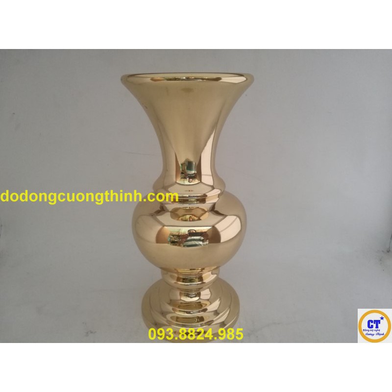 Bình bông miệng xòe trơn 25cm bằng đồng cao cấp