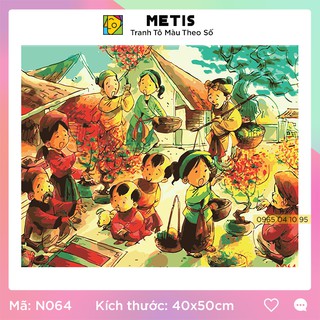 Tranh Tô Màu Theo Số METIS Tranh Chợ Quê Dễ Tô N064