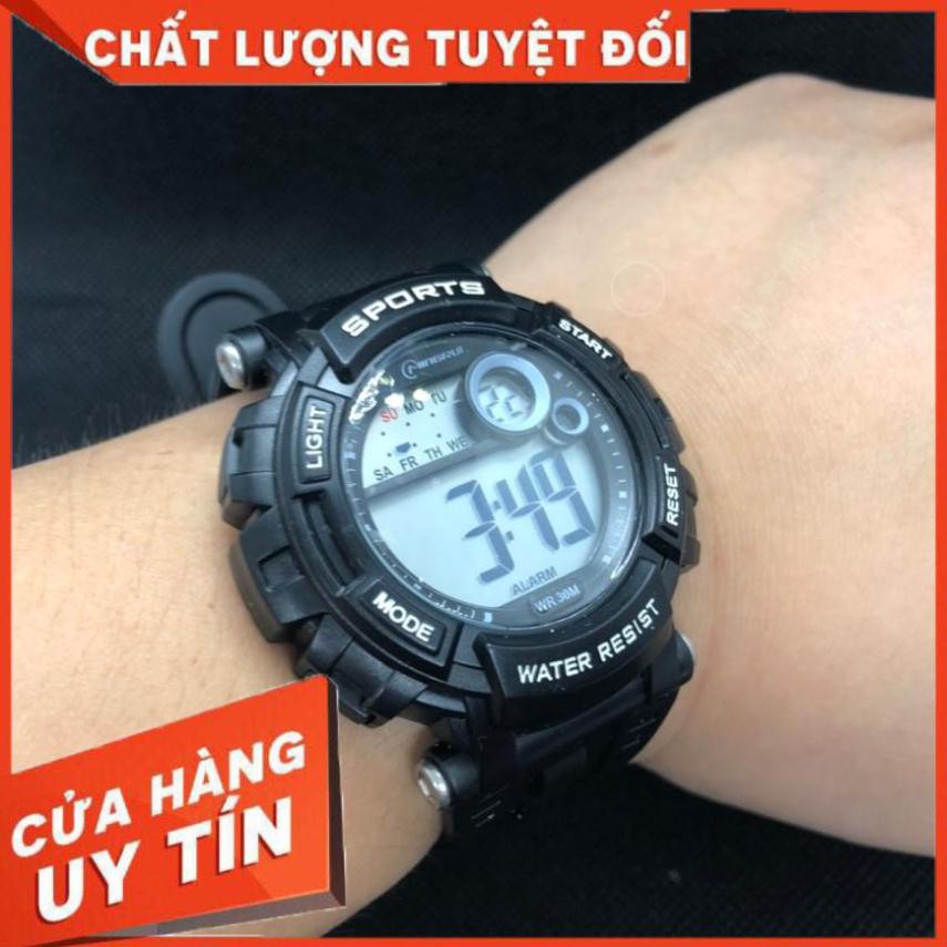 FREESHIP -  Đồng Hồ Thể Thao Nam Nữ Học Sinh Mingrui Chính Hãng Màu Đen Mặt Tròn 38mm Dây Cao Su Chống Va Đập Chống Nước | BigBuy360 - bigbuy360.vn
