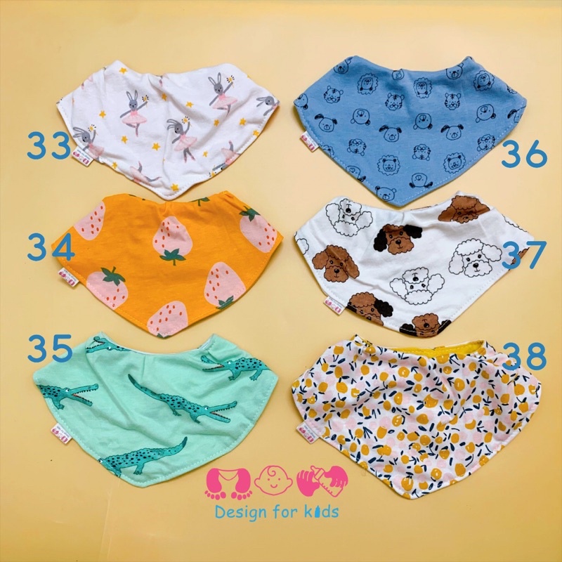 Yếm đeo cổ vải cotton xuất dư mềm mịn cho bé 0-5 tuổi
