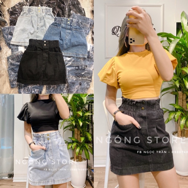 Combo sét áo tay bồng chân váy