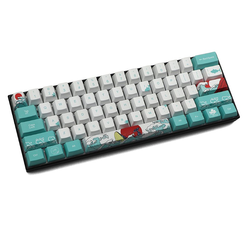 Nút Bàn Phím Cơ 71 Phím Họa Tiết San Hô Ukiyo-E Oem Cho Gh60 Xd64 Dz60 Gk61 Gk64