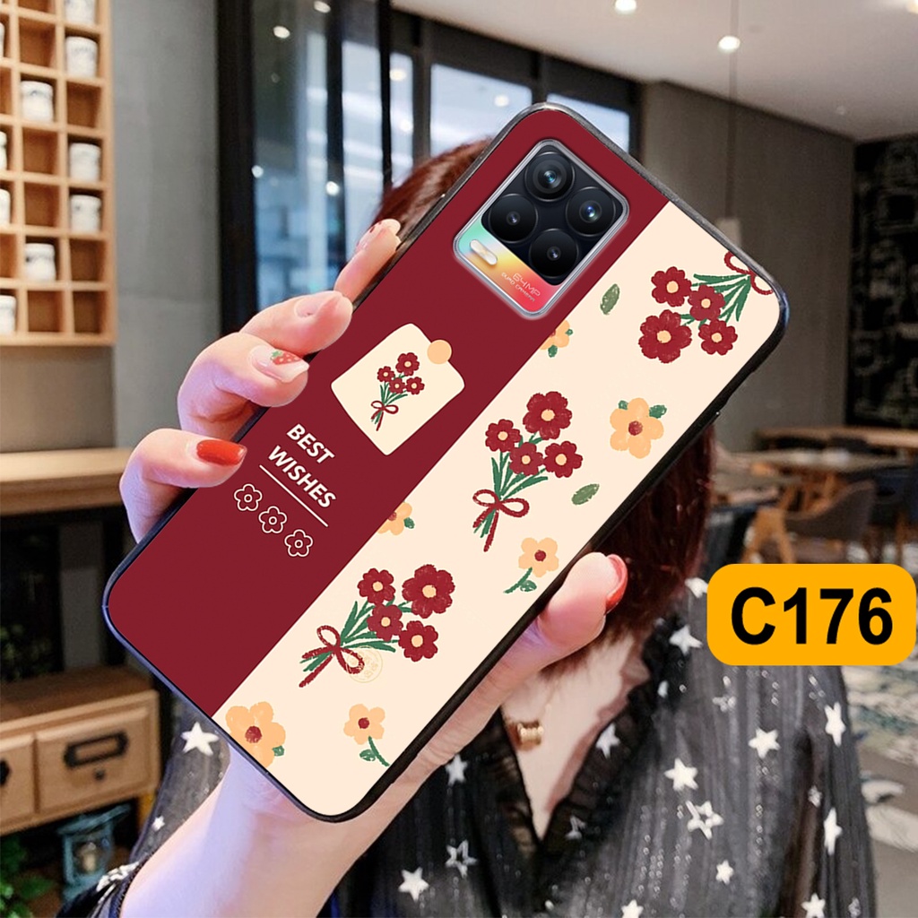 Ốp Realme 8 in hình hoa cỏ nhẹ nhàng,họa tiết caro xinh xắn.ốp lưng chống sốc