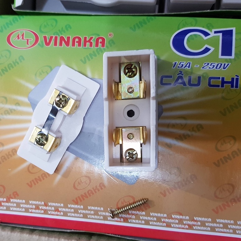 Cầu chì nhiệt cho bảng điện 15A-250V, cầu chì hộp nhựa pha sứ cao cấp VINAKA C1