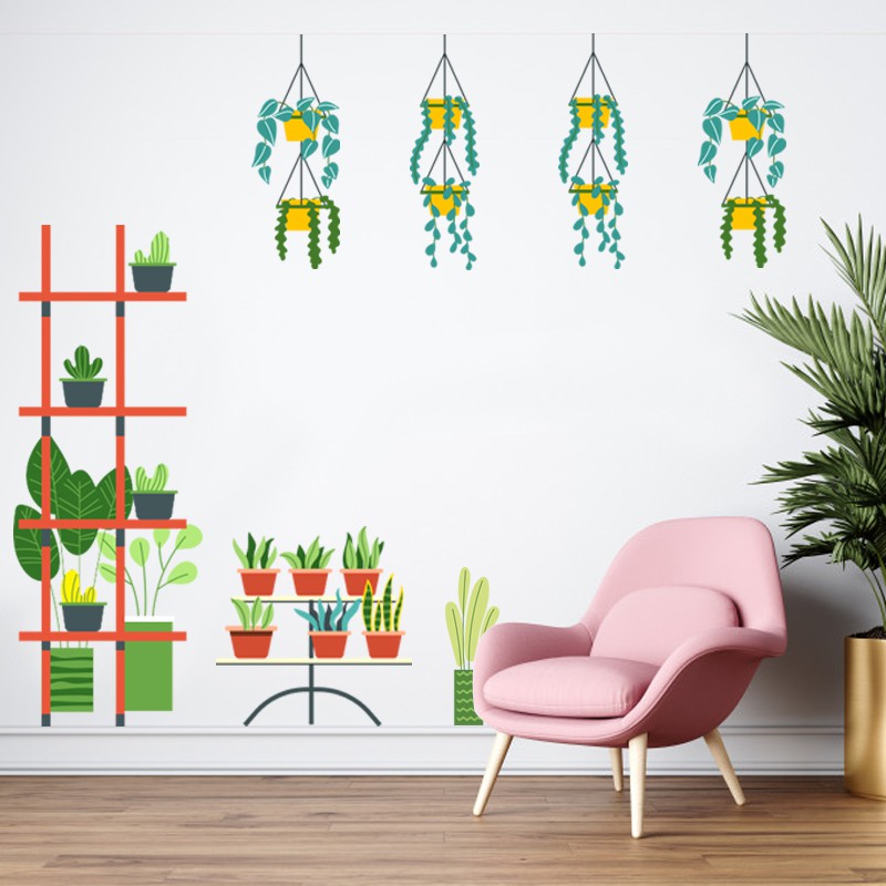 Set Decal Dán Tường Trang Trí Phòng Khách, Phòng Ngủ, Dán Cửa Kính | Decal Chủ Đề Thiên Nhiên - Cỏ Cây Trang Trí 02
