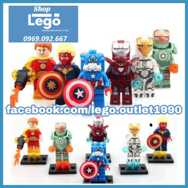 Xếp hình Iron Man Captain Marvel Space Captain America MK39 MK47 Scuba Ironman Lego Minifigures Decool 0244 0249