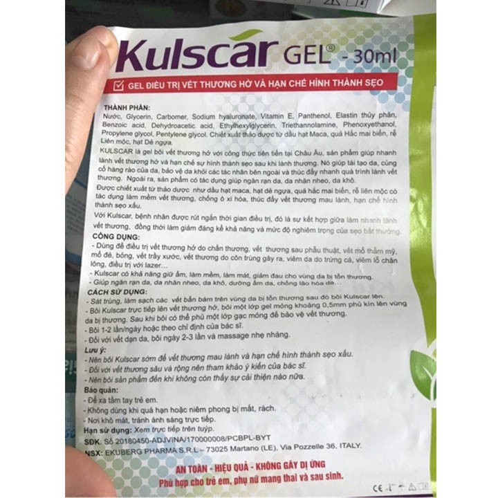 Kulscar Gel - Hỗ Trợ Điều Trị Vết Thương Hở & Hạn Chế Hình Thành Sẹo