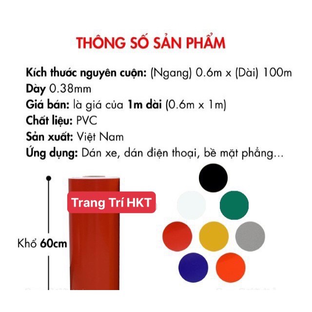 Decal Màu Trơn Bóng Dán Xe, Dán Kính , đề can sẵn keo trong Đủ màu