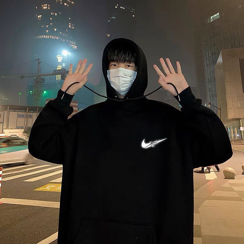 Áo Hoodie Form Rộng Tay Bồng Unisex Nam Nữ , Áo Nỉ Mũ Lót Bông Dày Đẹp In Logo Phản Quang Njk.e Siêu Chất Rô Store HD05 | BigBuy360 - bigbuy360.vn