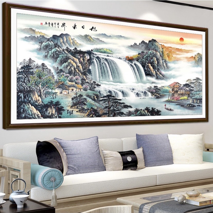 Tranh thêu chữ thập – Phong cảnh Thủy Mặc 01