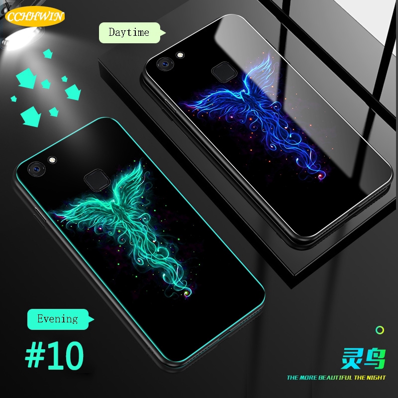 Ốp Điện Thoại Kính Cường Lực Cứng Dạ Quang Chống Rơi Cho Samsung Galaxy S8 / S8 Plus / S9 / S9 Plus / S10