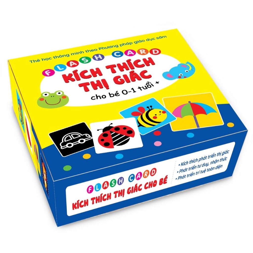 Bộ thẻ Flashcard thẻ kích thích thị giác đen trắng cho bé sơ sinh theo Montessori Glenn Doman giáo dục sớm