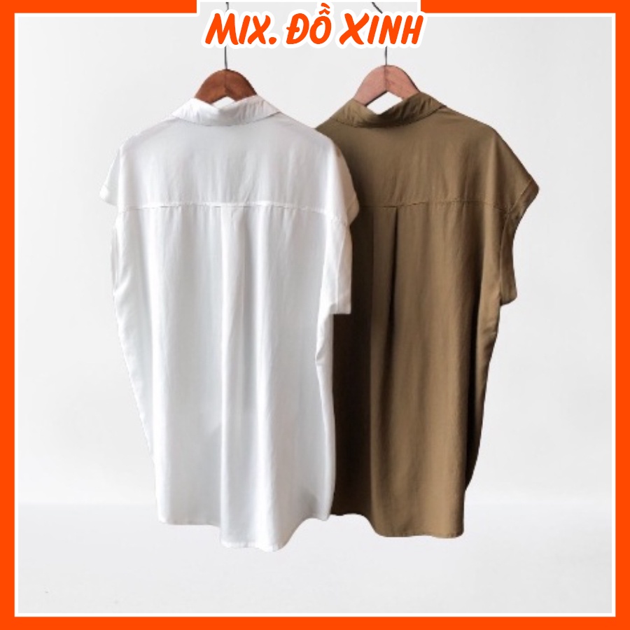 Áo sơ mi kiểu nữ tay ngắn Hàn Quốc Thu Hà chất liệu đũi tơ mềm mát, kiểu dáng trẻ trung SMH.33