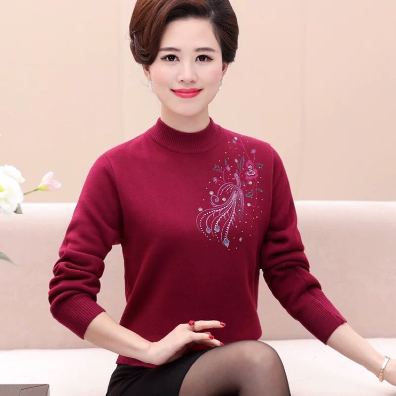 Hàng có sẵn ) Áo len nữ trung niên thời trang kiểu dáng sang trọng, ấm áp QCNP347 | BigBuy360 - bigbuy360.vn