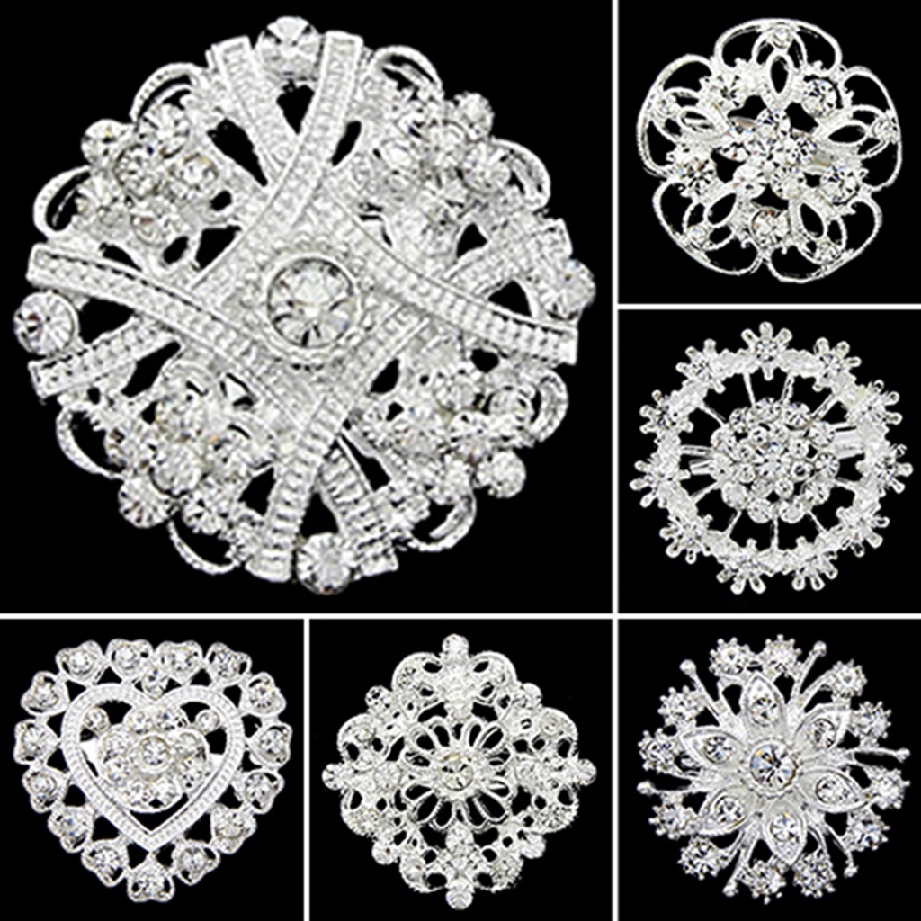 Ghim gài áo hình hoa đính đá xinh xắn