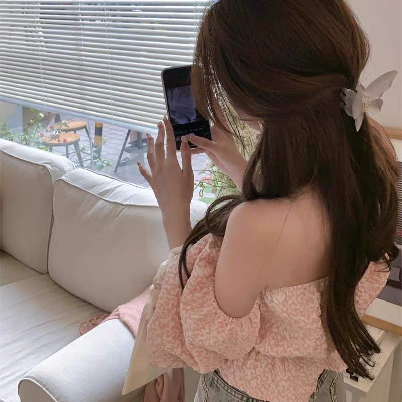 Áo trễ vai xốp hàn (hồng babis)