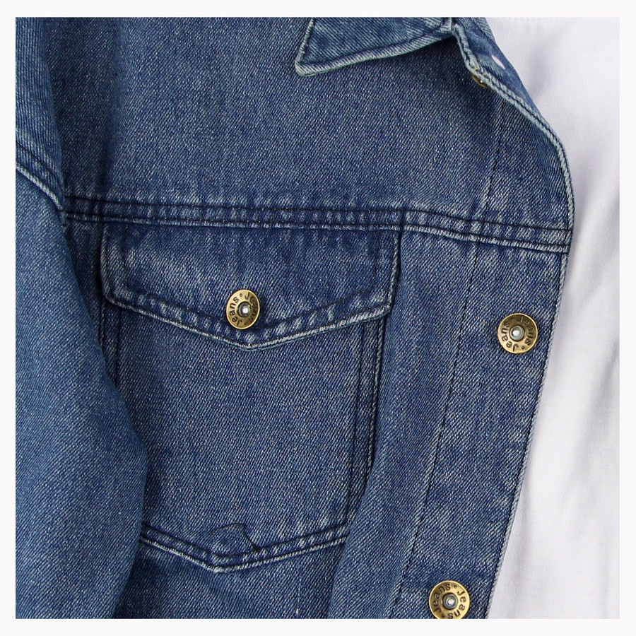Áo khoác jean nam xanh đậm in hình cực ngầu TS358 Tronshop