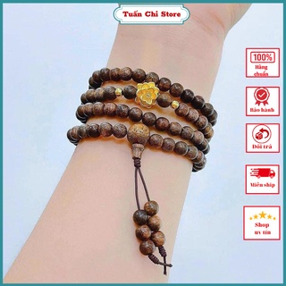 ⚡TẶNG HỘP⚡Vòng Tay Trầm Hương- Chuỗi Tràng 108 Hạt Phong Thủy Cao Cấp, Kết Hợp Hoa Sen Bạc Xi Vàng Siêu Bền