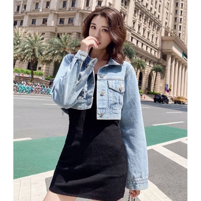 Áo khoác Jean nữ cao cấp thiết kế dáng ngắn croptop trẻ trung, màu sắc đơn giản NV0483