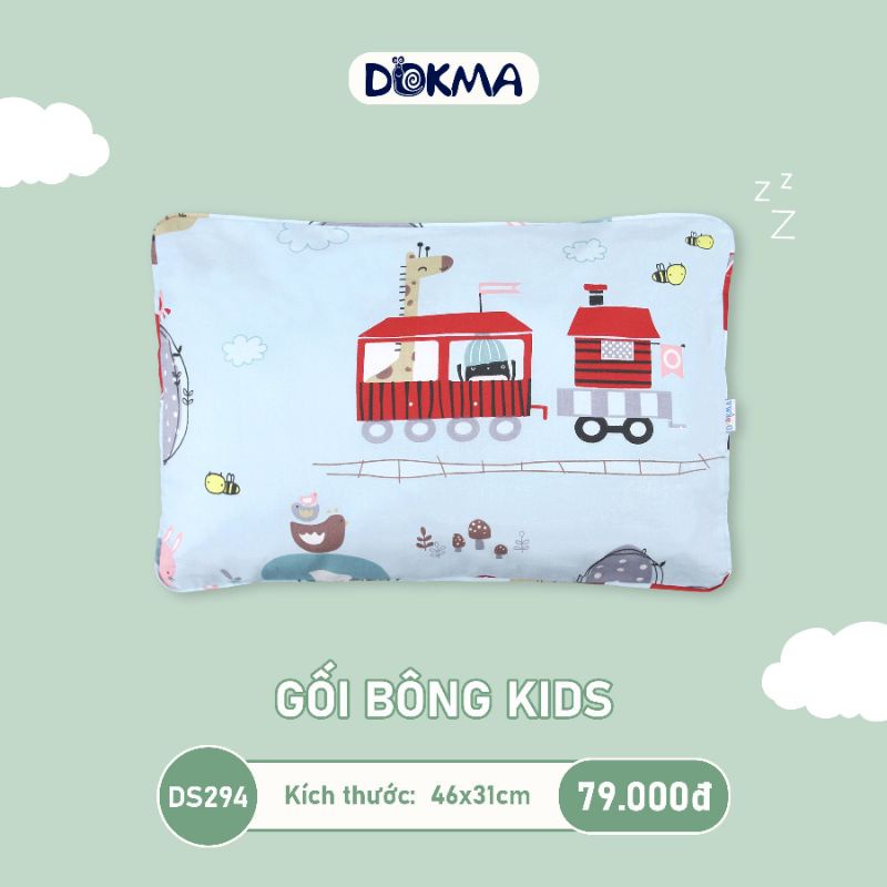 [Dokma] GỐI BÔNG TRẺ EM cotton mềm, thấm hút tốt 2-8 tuổi (kt 46*31cm)