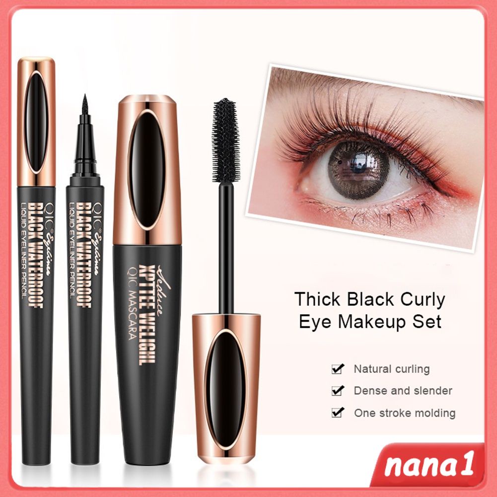 Bộ 2 món mascara và bút kẻ mắt QIC chống thấm nước không nhòe