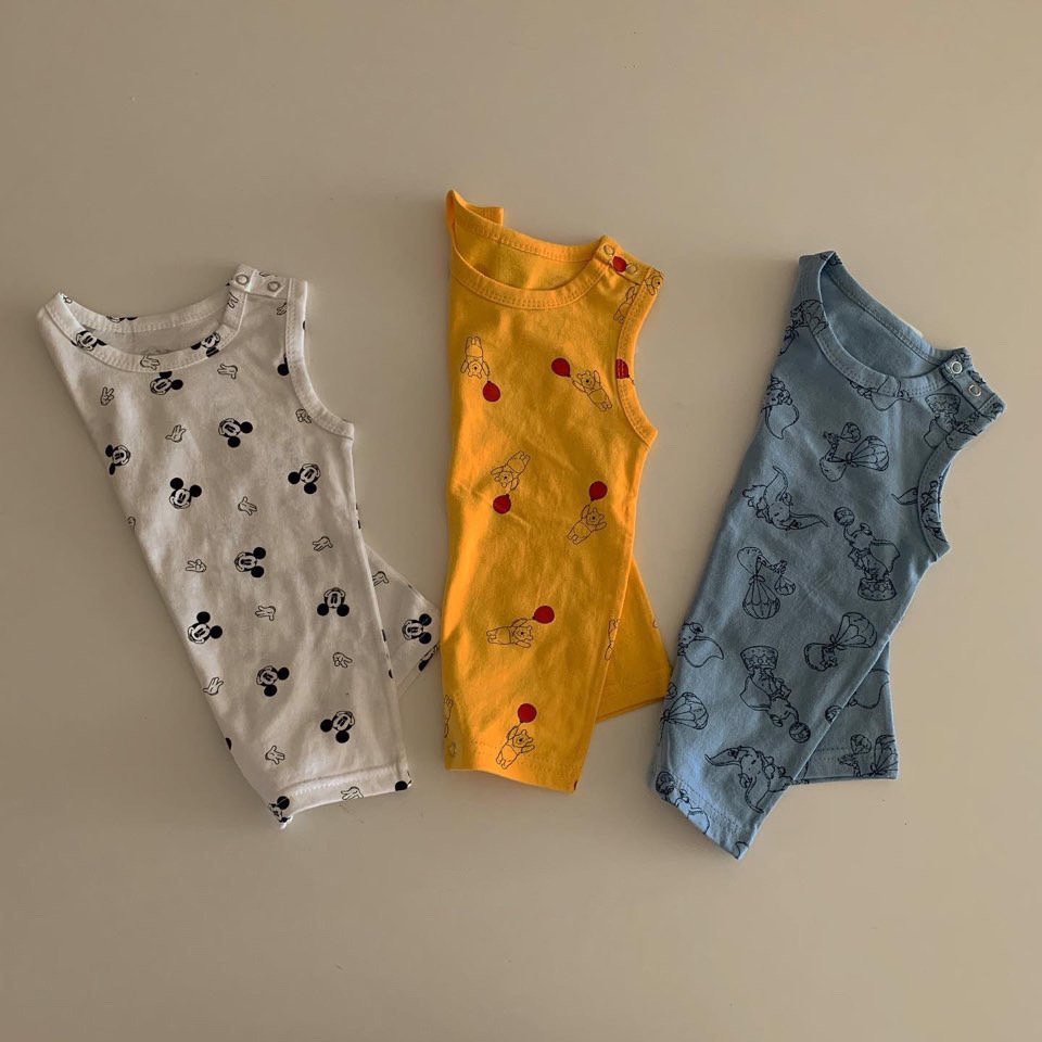 Bộ áo liền quần in hoạt hình thời trang mùa hè cho bé