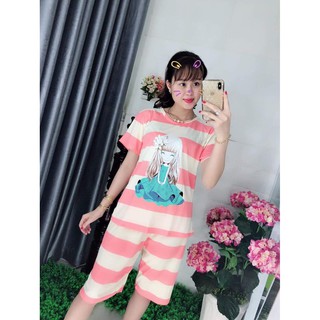 Combo 30 bộ mặc nhà quần lửng và 30 cái đầm ngủ in hình hoạt hình