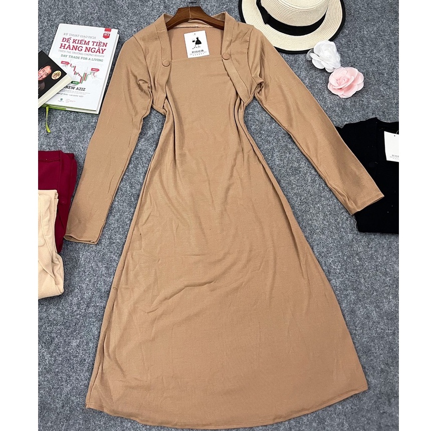 ĐẦM THUN GÂN DÁNG DÀI TAY DÀI CHẤT PORIP XỊN ĐẸP LÊN DÁNG CHUẨN