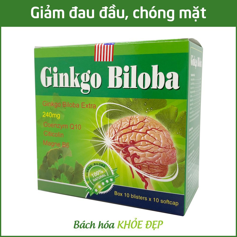 Hoạt huyết dưỡng não Ginkgo Biloba 240mg  ( Xanh - Não ) giảm đau đầu, hoa mắt, chóng mặt, rối loạn tiền đình