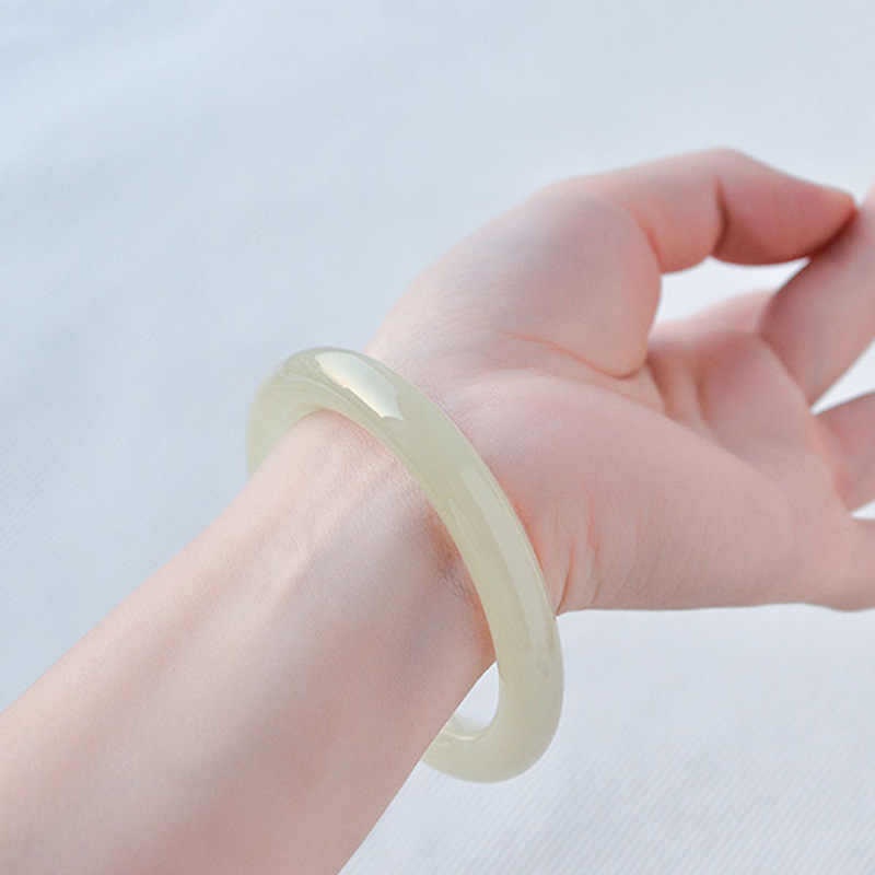 Hetian jade blue and white jade women's silk jade fashion atmosphere gift gloss bright high-end jade bracelet