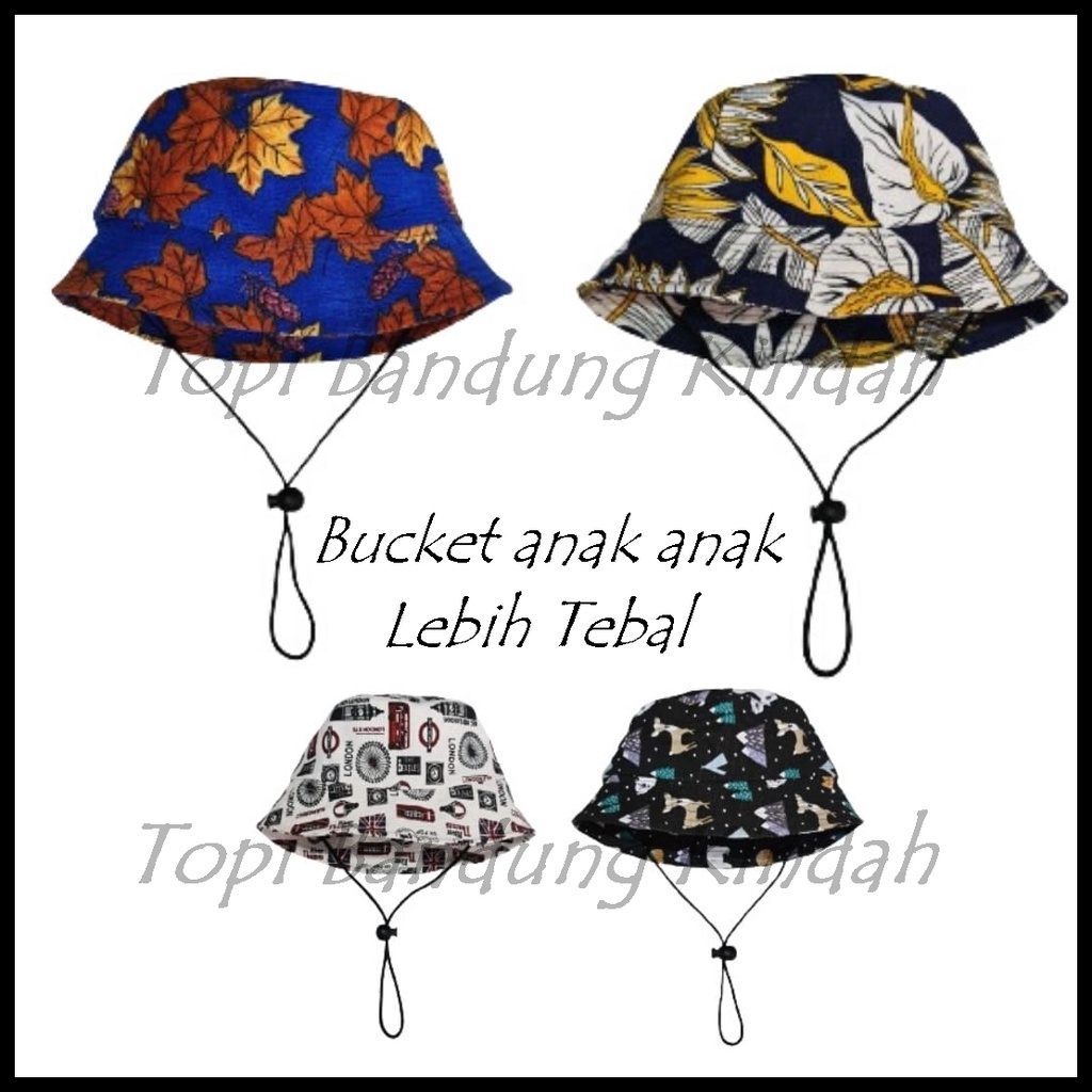 Mũ bucket Vải canvas Cao Cấp Có Dây Đeo Thời Trang Cho Bé
