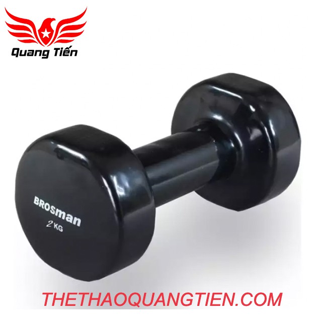 Freeship Tạ tay cao su brosman chính hãng 3 kg Đen