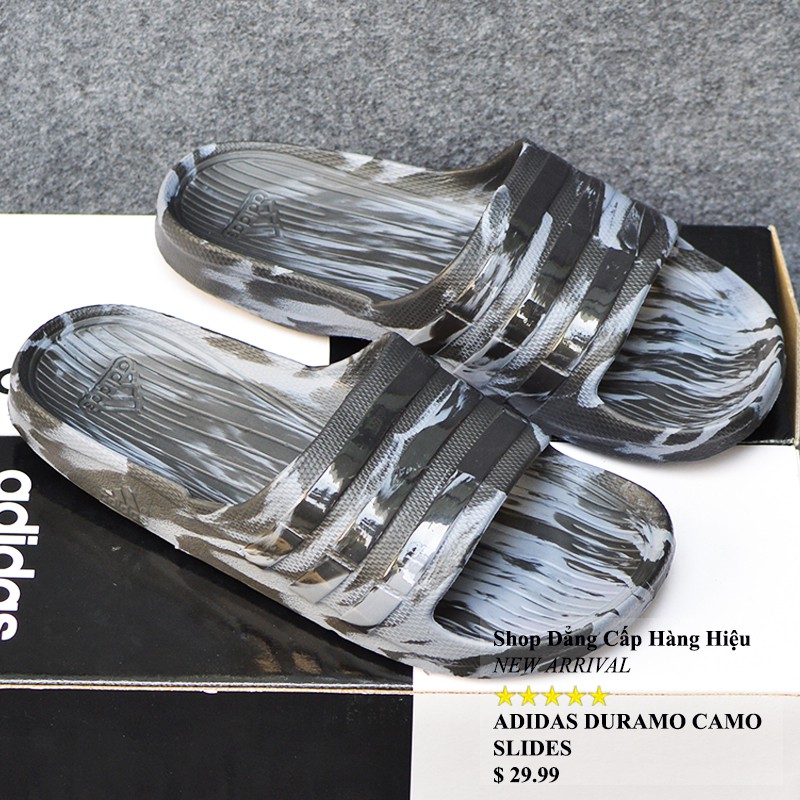 Dép Adidas Duramo Camo chính hãng màu đen xám sọc bóng