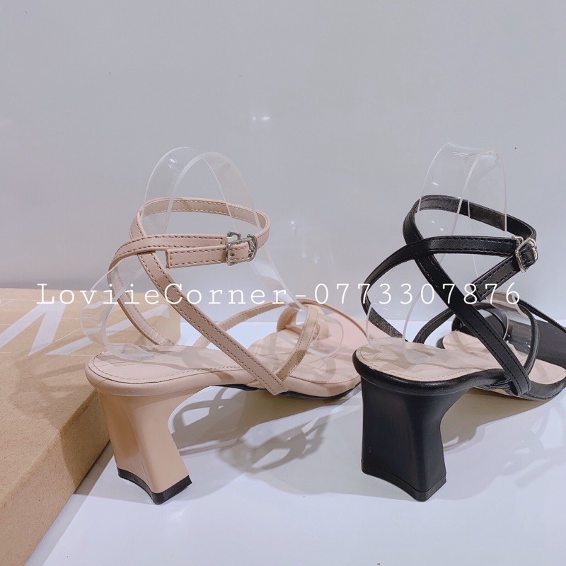 GIÀY SANDAL CAO GÓT NỮ 5CM LOVIIECORNER -SANDAL NỮ DÂY MẢNH XỎ NGÓN ĐÉ VUÔNG G210508 S200612