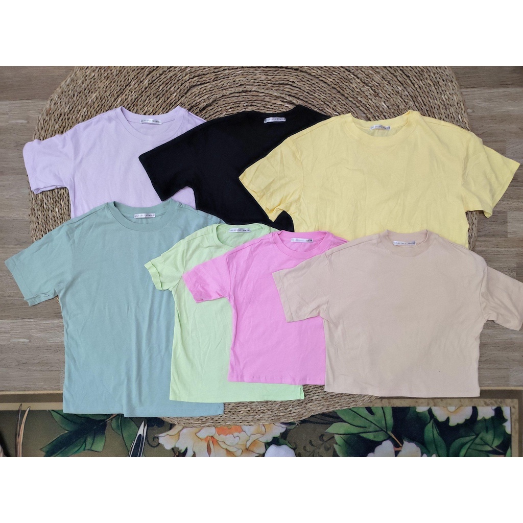 Áo phông bé gái tay ngắn croptop