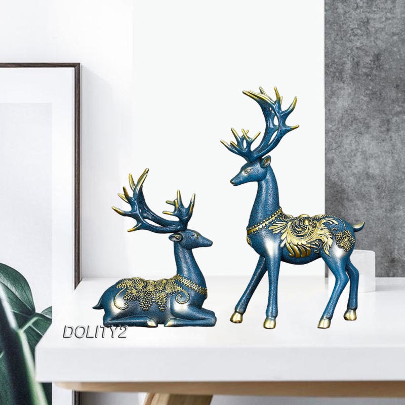 Set 2 Đồ trang trí tuần lộc bằng nhựa resin trang trí nhà cửa/văn phòng